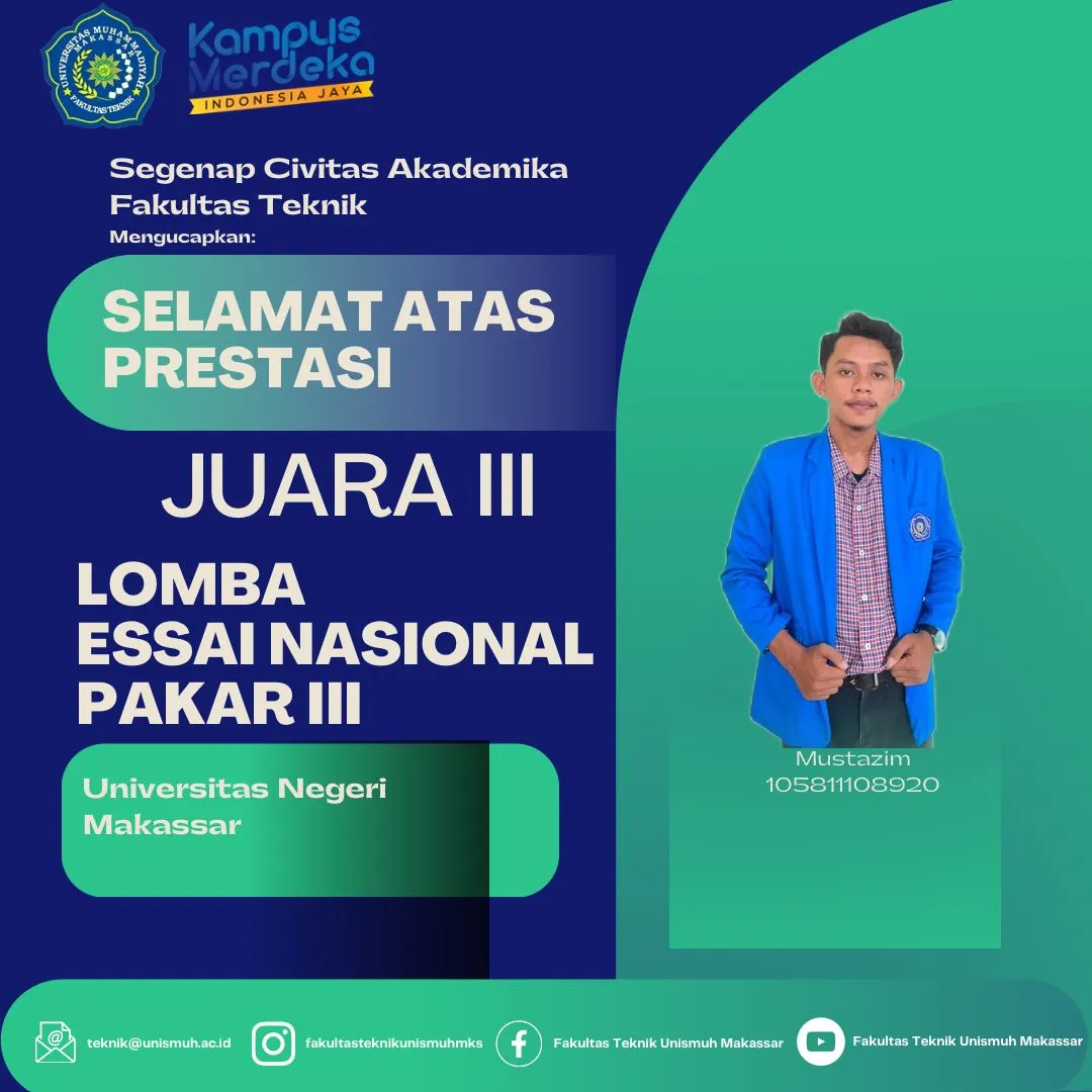 Alhamdulillah, Mahasiswa Teknik Unismuh Jadi Salah Satu Juara Lomba Menulis Nasional