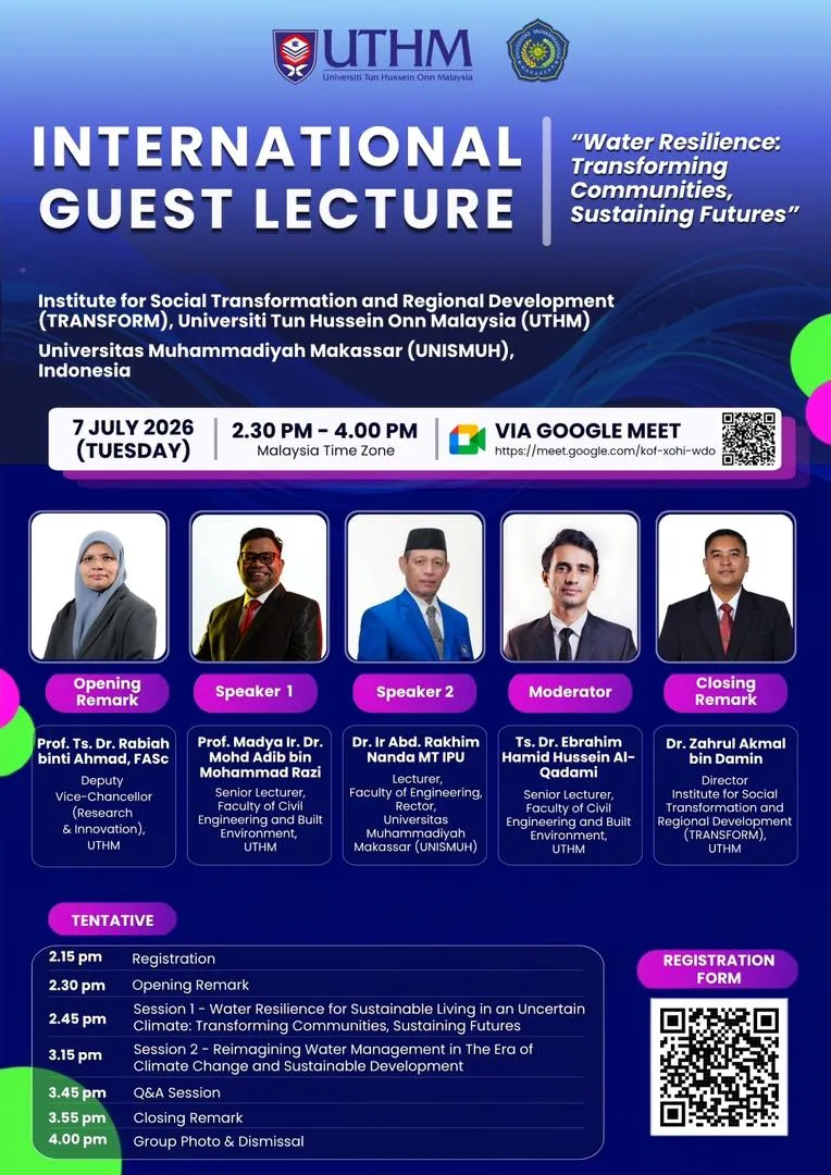 Fakultas Teknik Unismuh Makassar-UTHM Malaysia Perkuat Kolaborasi Riset Air