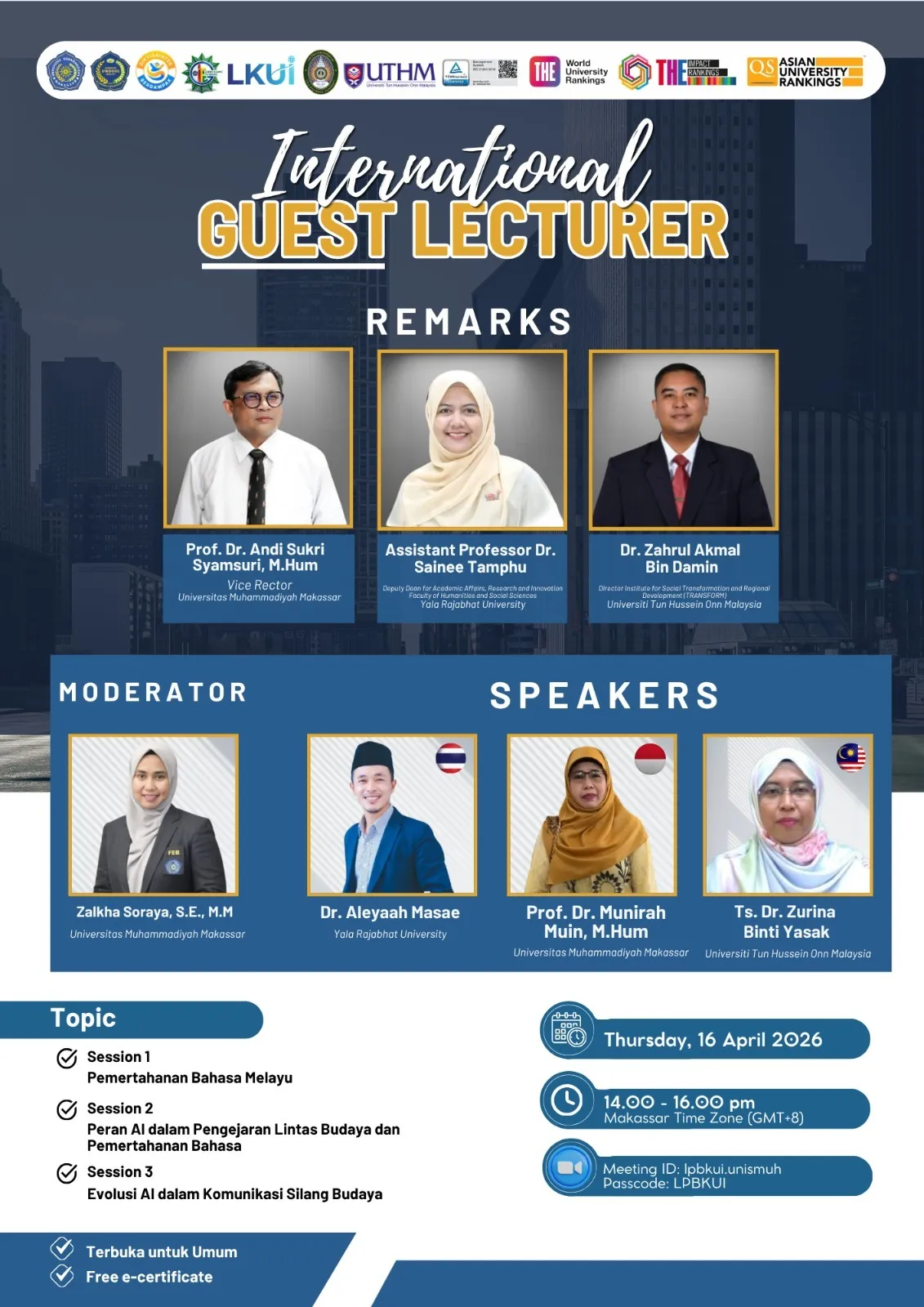 International Guest Lecturer Perkuat Langkah Internasionalisasi Unismuh Makassar
