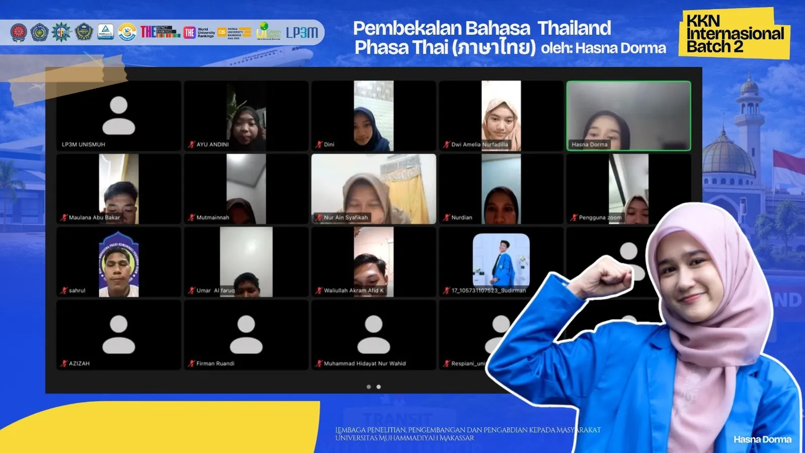 Mahasiswi Asal Thailand Latih Bahasa Peserta KKN Internasional Unismuh