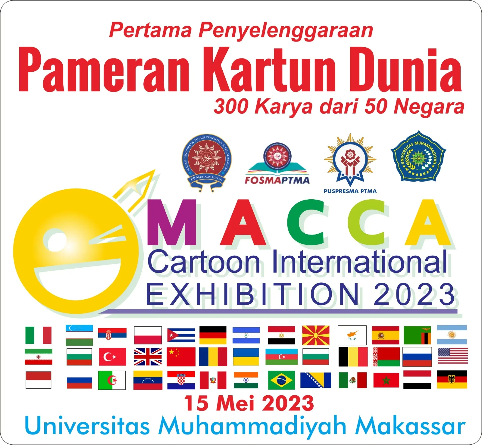 Unismuh Gelar Pameran Kartun Internasional "MACCA Cartoon International Exhibition 2023"